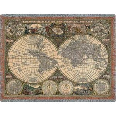 Плед-покрывало гобеленовое "Старая карта мира"