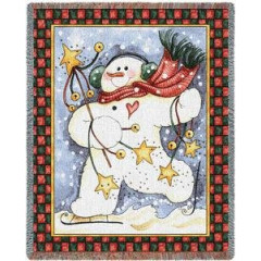 Плед-покрывало гобеленовое "Танцующий снеговик"