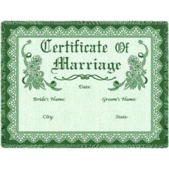 Плед-покрывало гобеленовое "Свидетельство о заключении брака зеленый"