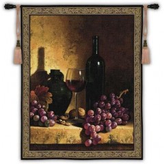 Гобелен картина Бутылка вина с виноградом и грецкими орехам I купон