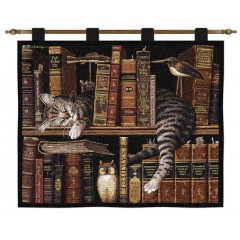 Гобелен Уставший читатель с деревянным карнизом ( Серия коты в библиотеке) купон