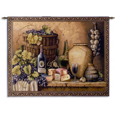 Гобелен Дегустация вина с деревянным карнизом купон