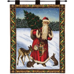 Гобелен Дед Мороз с деревянным карнизом купон