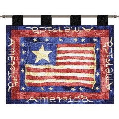 Гобелен "Старый американский флаг "с деревянным карнизом купон