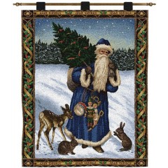 Гобелен "Дед мороз синий" с карнизом купон