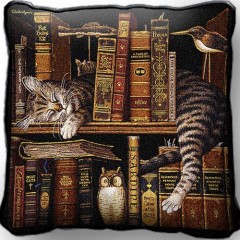 Подушка гобеленовая Класссические хвосты из серии Коты в библиотеке III