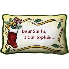 Подушка гобеленовая Дорогой Санта, я все объясню....