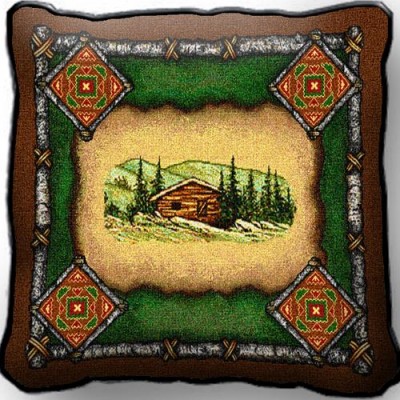 Подушка гобеленовая Домик в горах