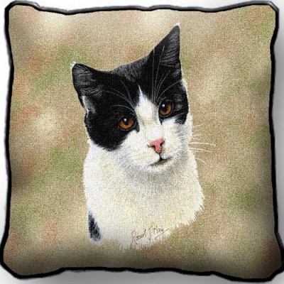 Подушка гобеленовая Черно-белый кот