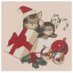 Наволочка гобеленовая "Рождественские котята"