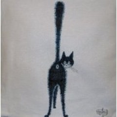 Наволочка гобеленовая "Черный кот"