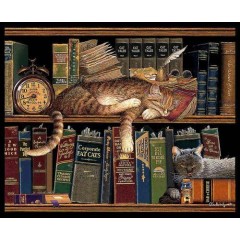 Гобелен После хорошего чтения с деревянным карнизом ( Серия Коты в библиотеке) купон